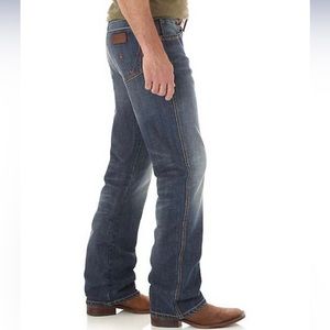 Wrangler Men’s Retro Relaxed Fit Bootcut Jeans - JH Wash Dark Blue 34 x 32